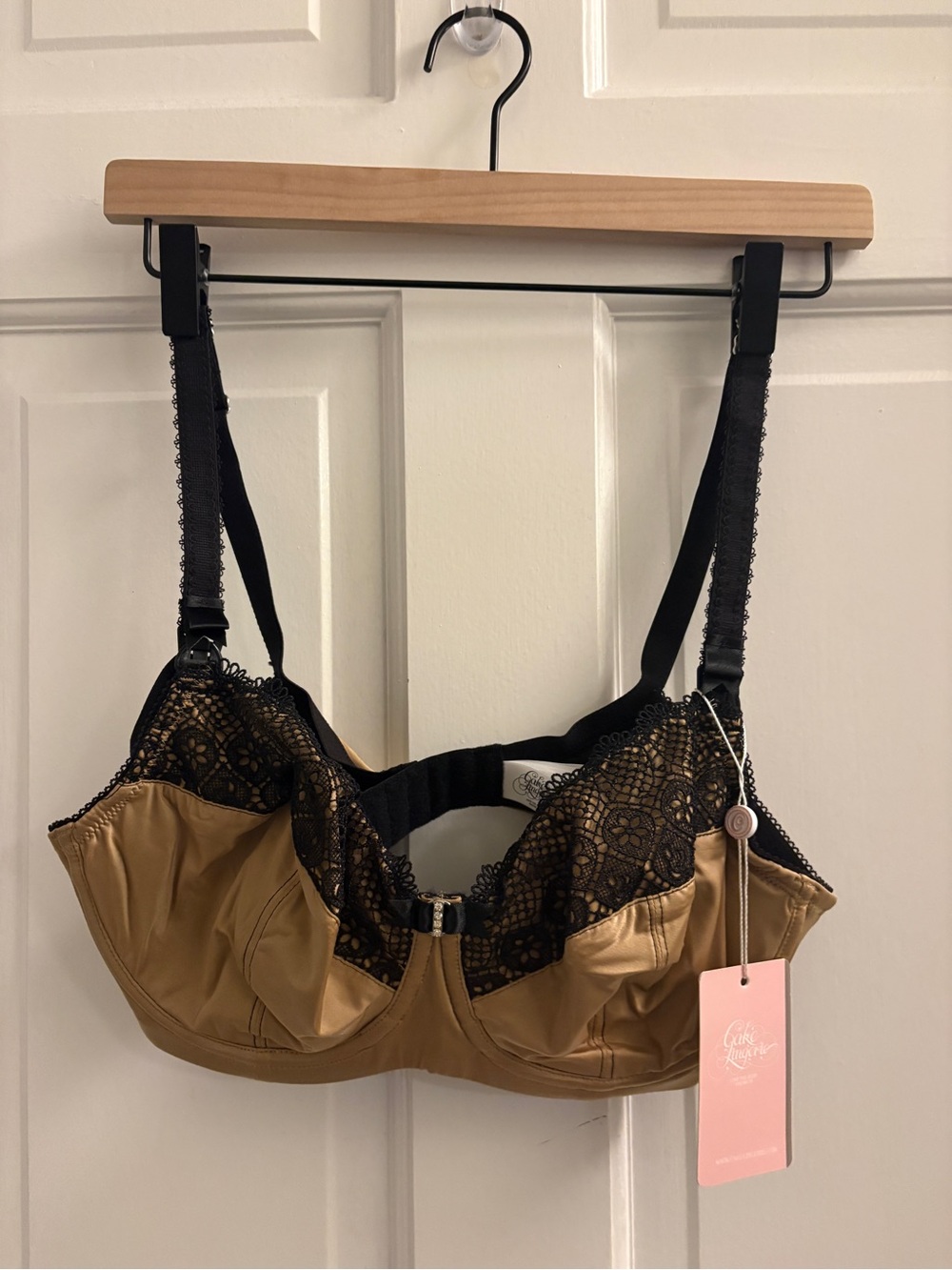 Gold and Black Lace Underwire Bra by